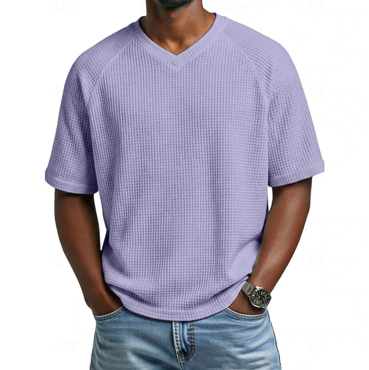 Crosby | Koszulka Waffle z V-neck i Krótkim Rękawem