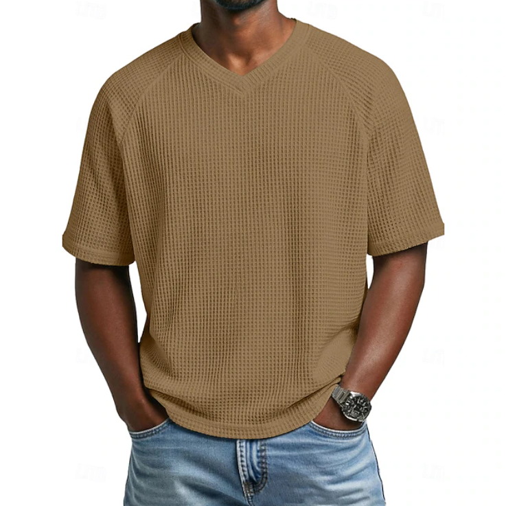 Crosby | Koszulka Waffle z V-neck i Krótkim Rękawem