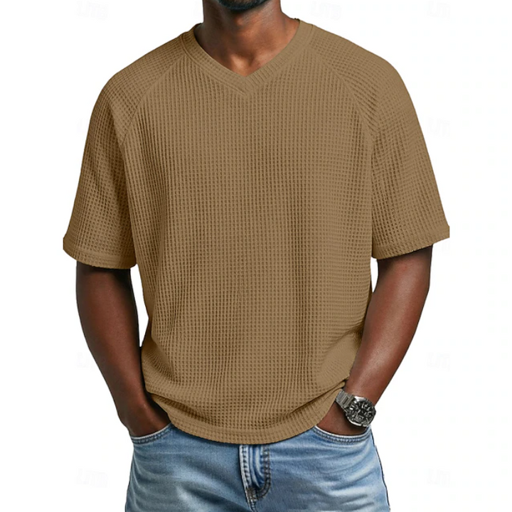 Crosby | Koszulka Waffle z V-neck i Krótkim Rękawem