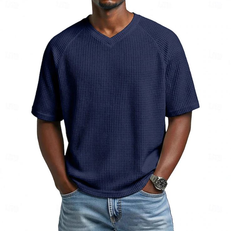 Crosby | Koszulka Waffle z V-neck i Krótkim Rękawem
