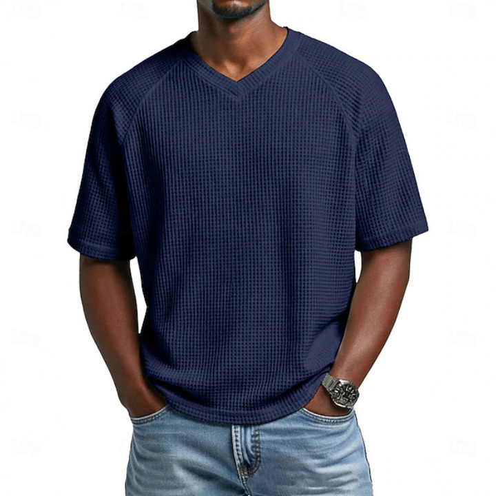 Crosby | Koszulka Waffle z V-neck i Krótkim Rękawem