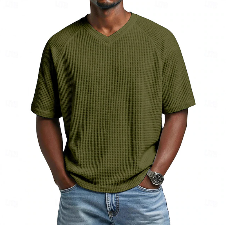 Crosby | Koszulka Waffle z V-neck i Krótkim Rękawem