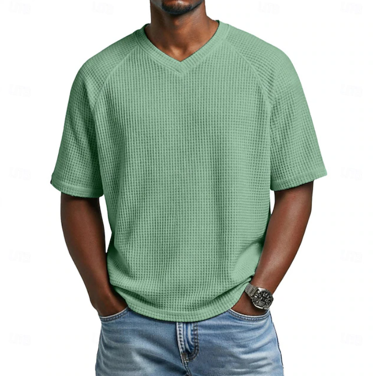 Crosby | Koszulka Waffle z V-neck i Krótkim Rękawem