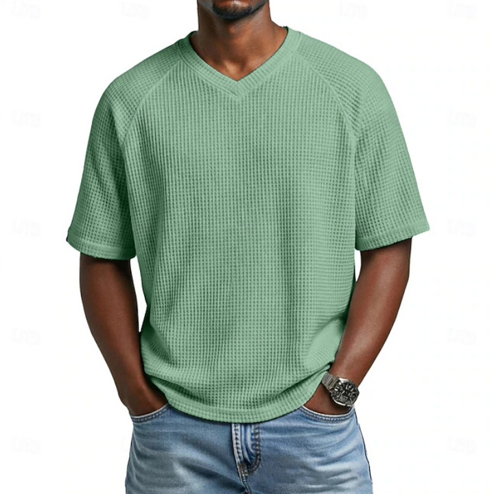 Crosby | Koszulka Waffle z V-neck i Krótkim Rękawem