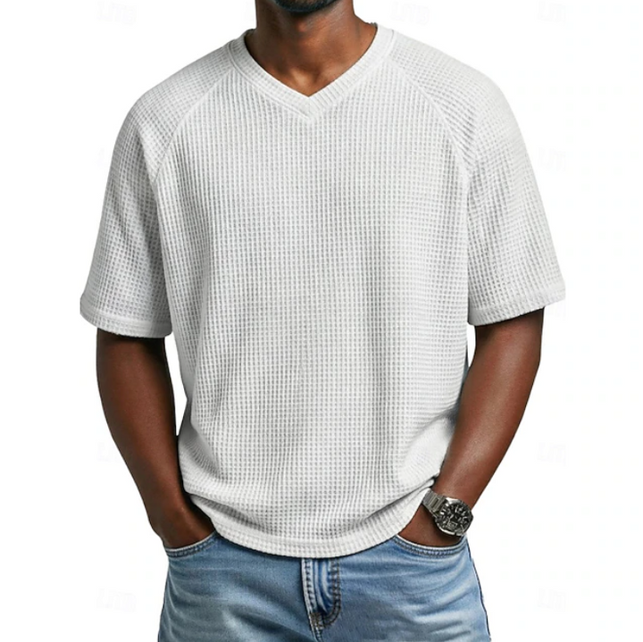 Crosby | Koszulka Waffle z V-neck i Krótkim Rękawem