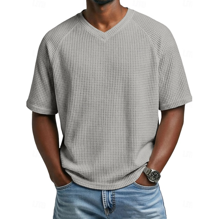 Crosby | Koszulka Waffle z V-neck i Krótkim Rękawem