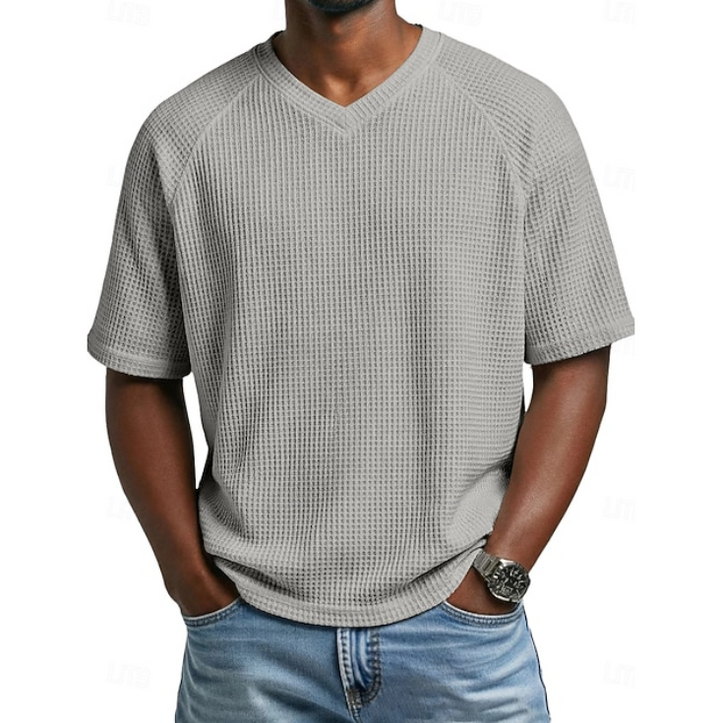 Crosby | Koszulka Waffle z V-neck i Krótkim Rękawem