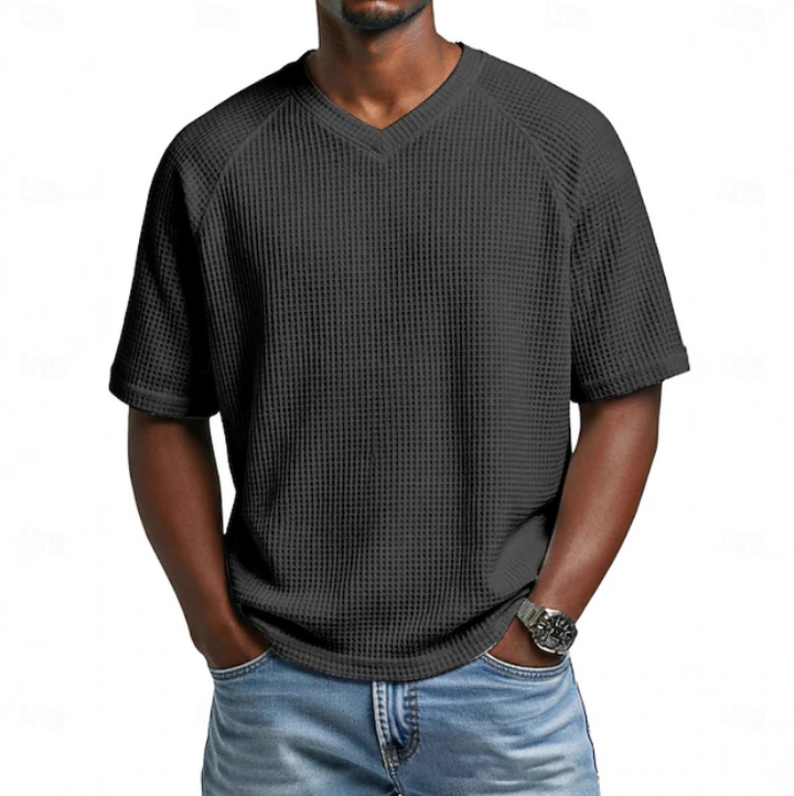 Crosby | Koszulka Waffle z V-neck i Krótkim Rękawem