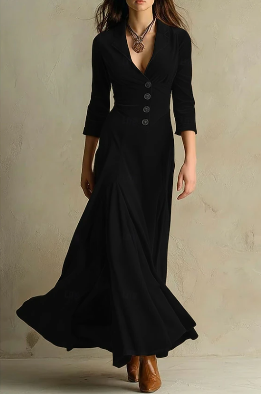Anna | Elegancka Sukienka Maxi z Dekoltem w Serek
