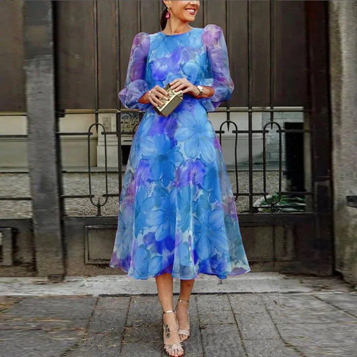 Jenna | Sukienka Midi dla Gości Weselnych w Kwiatowy Wzór