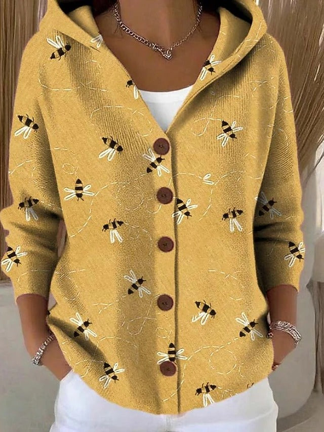 Jenna | Elegancki sweter z kapturem i guzikami