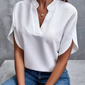 Nicole | Elegancka Bluzka z Drape'em i Dekoltem w Serek