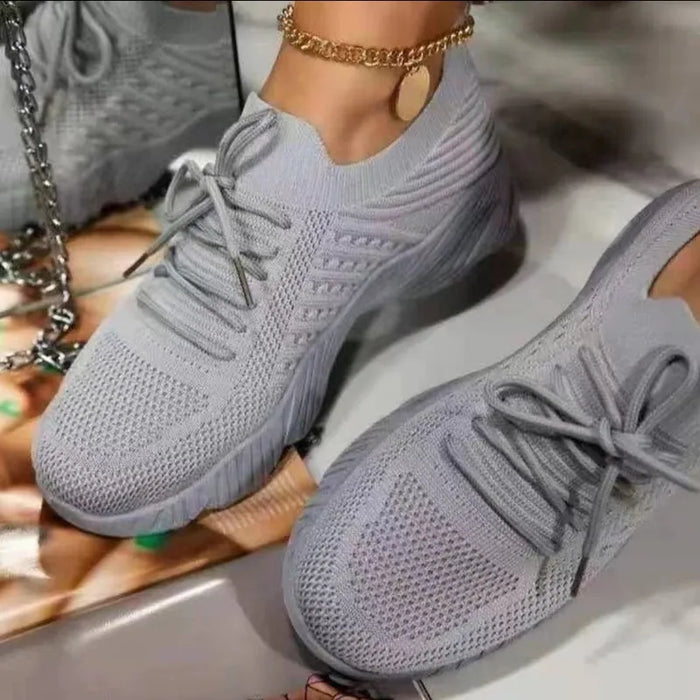 Damskie Oddychające Sneakersy z Siateczką i Sznurowaniem