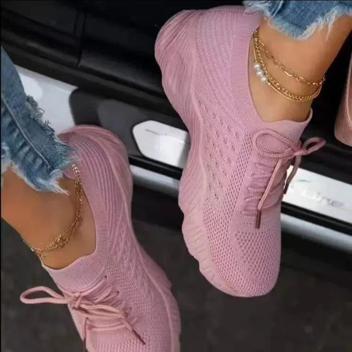 Damskie Oddychające Sneakersy z Siateczką i Sznurowaniem