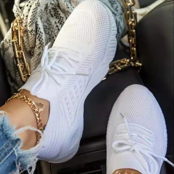 Damskie Oddychające Sneakersy z Siateczką i Sznurowaniem