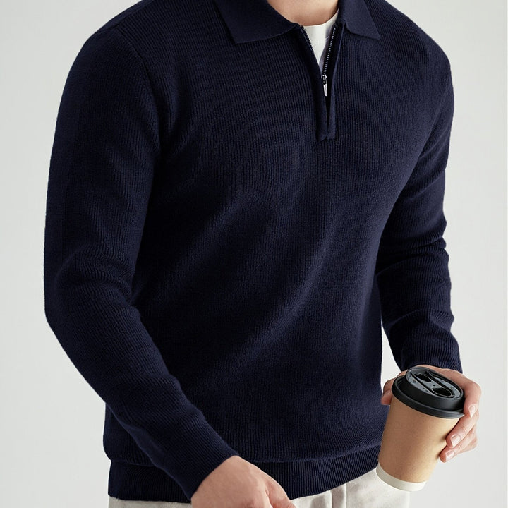 Donovan | Elegancki sweter polo z ćwierć zamkiem
