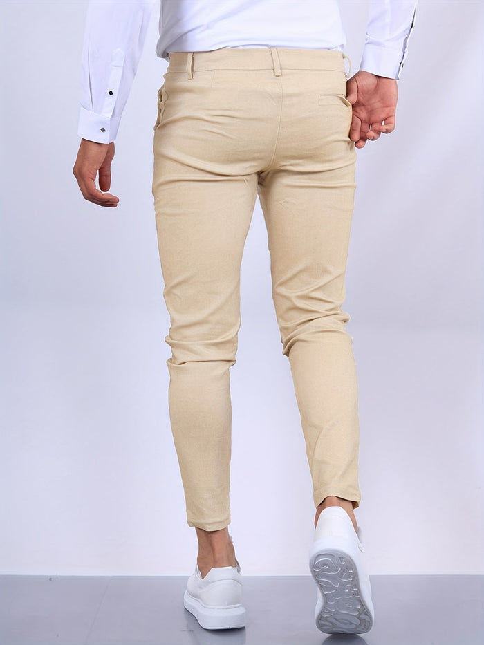 Męskie Spodnie Skinny z Rozciągliwością Button Fly