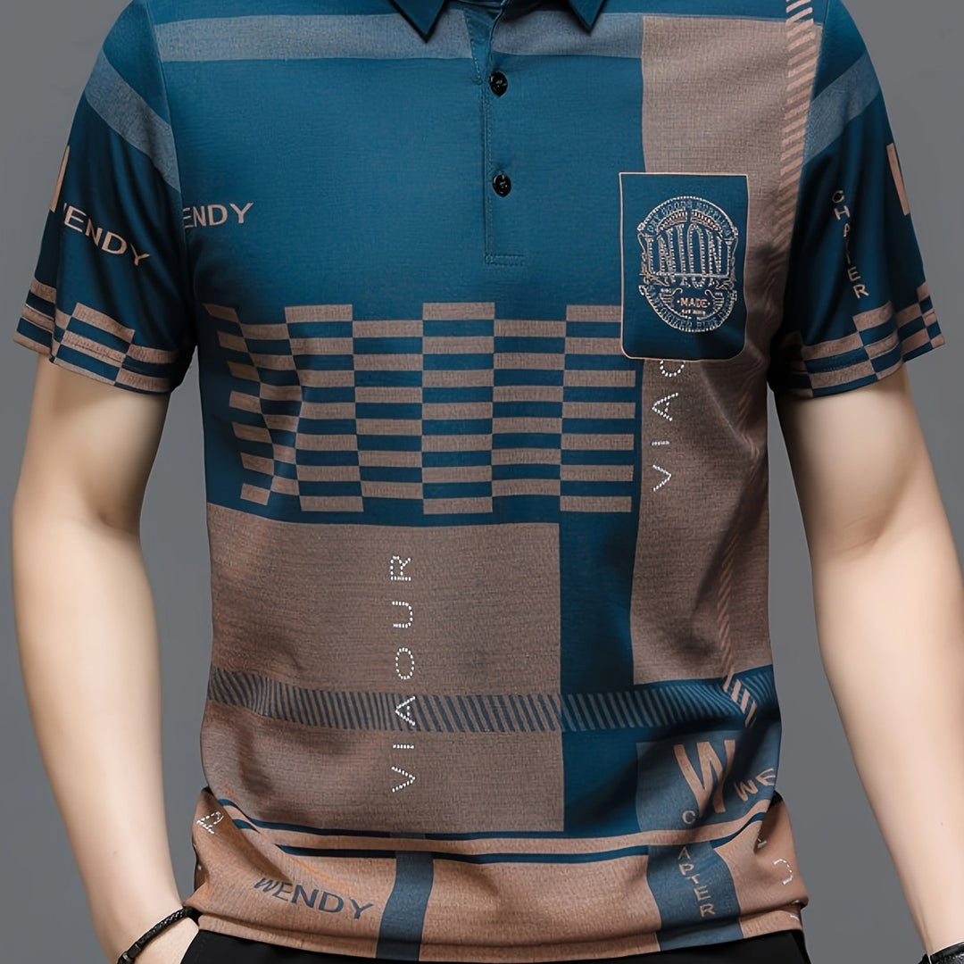 Nathaniel | Elegancka koszulka polo w kolorowe bloki