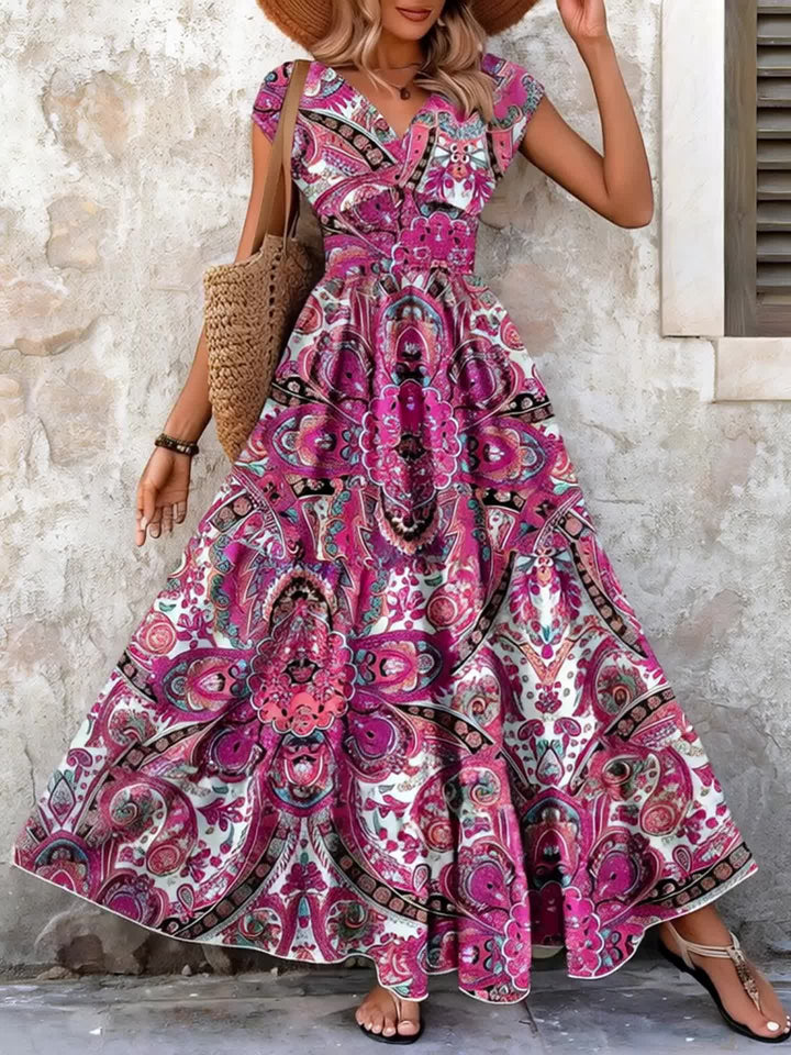 Roberta | Boho Sukienka Maxi w Wzór Paisley