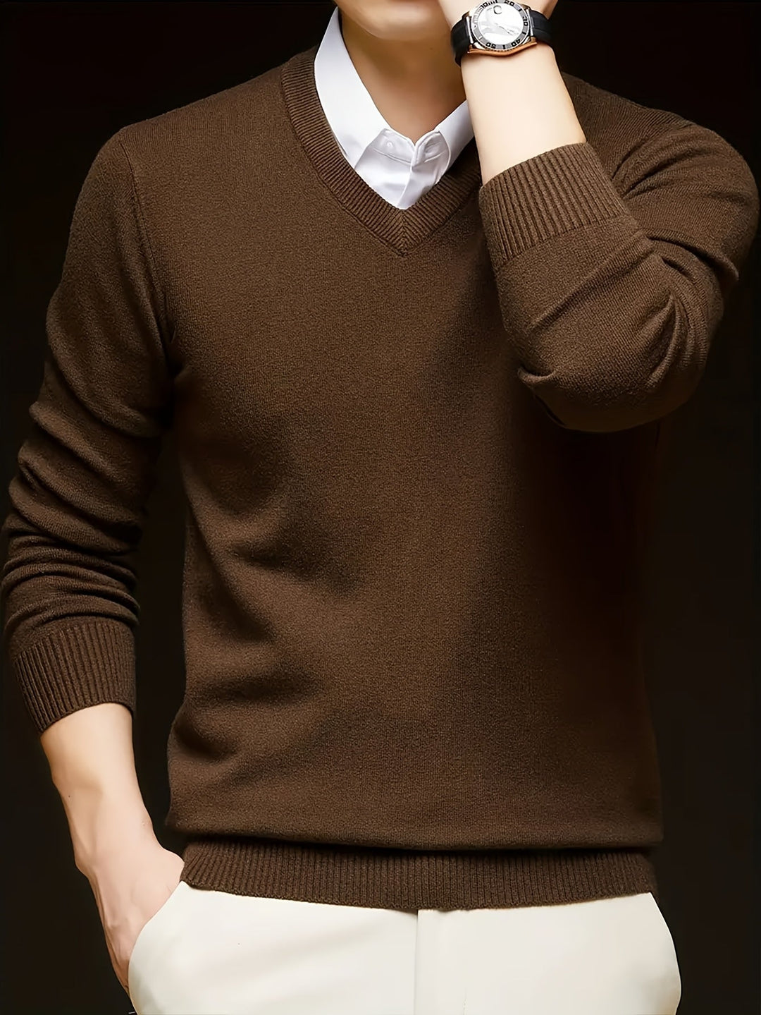 Hugh | Elegancki sweter w serek