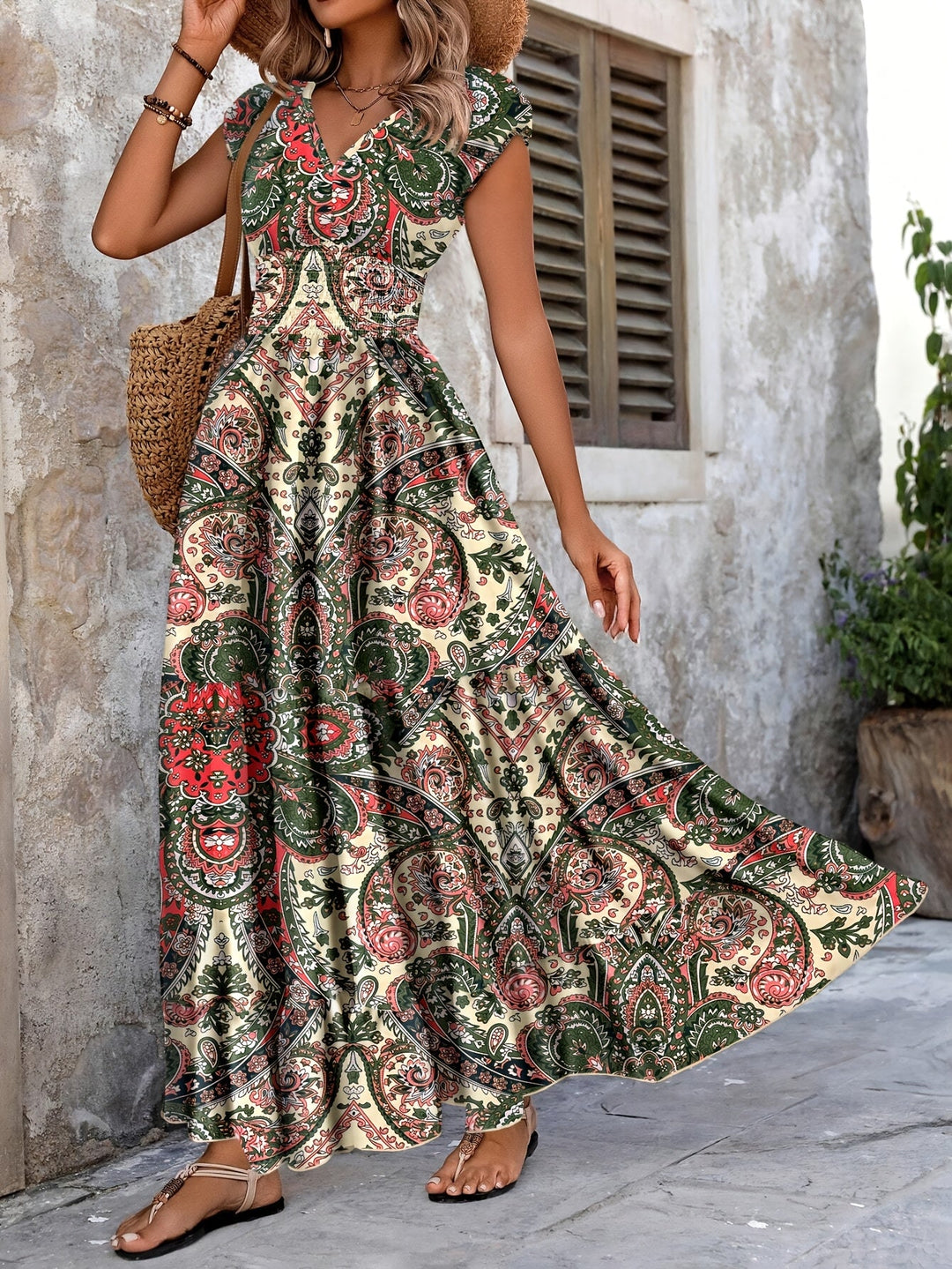 Roberta | Boho Sukienka Maxi w Wzór Paisley
