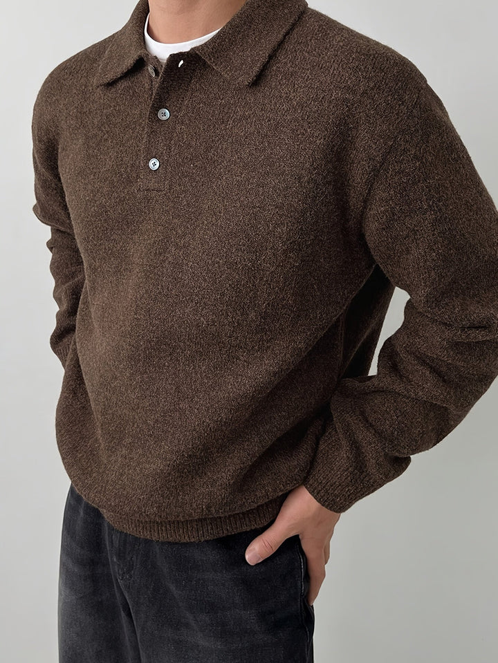 Landon | Wyrafinowany Sweter z Kołnierzykiem Polo