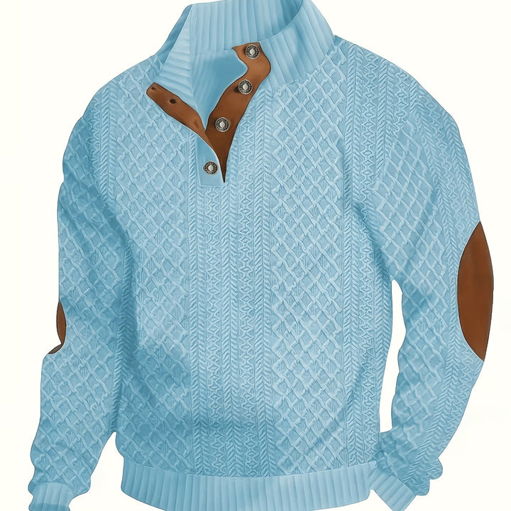 Ronan | Sweter Henley z Stojącym Kołnierzem i Guzikami