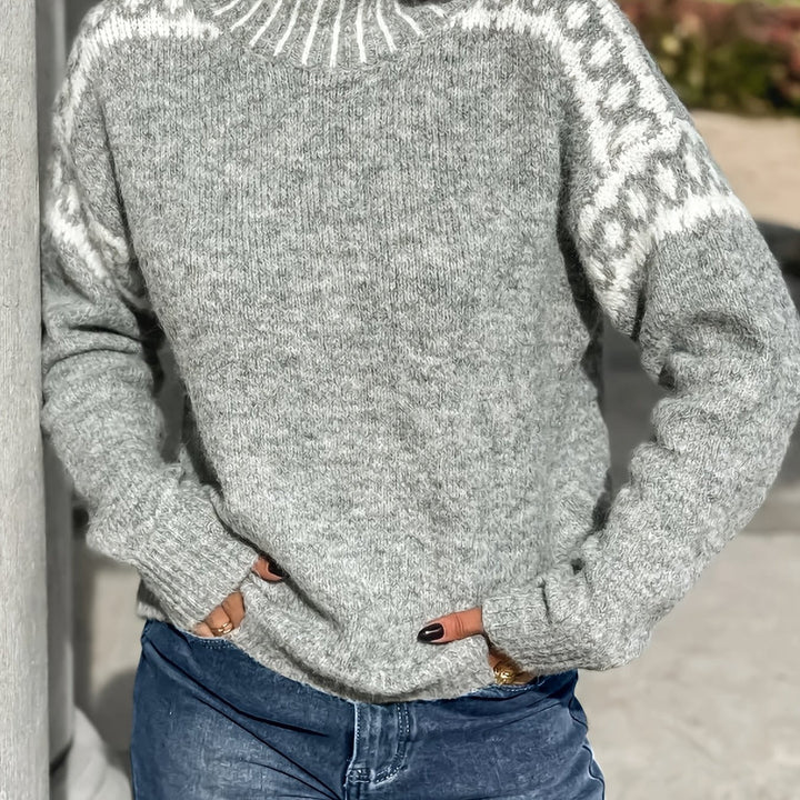 Corinna | Sweter z Mock-Neck w Kontrastowym Wykończeniu