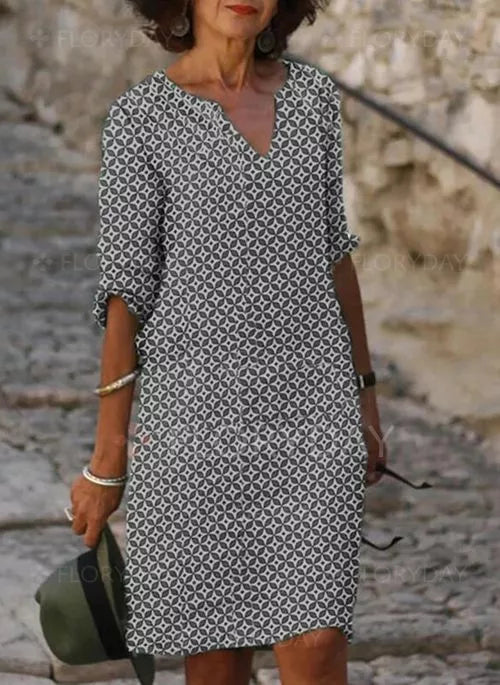 Celia | Vintage Sukienka Letnia z Rozcięciem