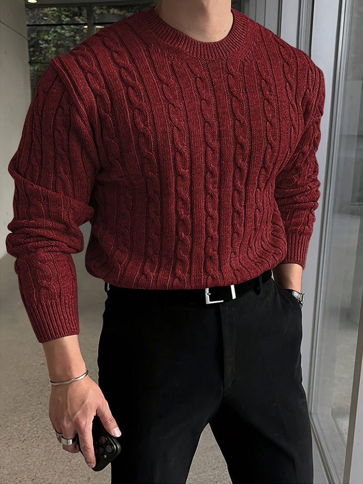 Jonas | Sweter z dzianiny w splot kablowy