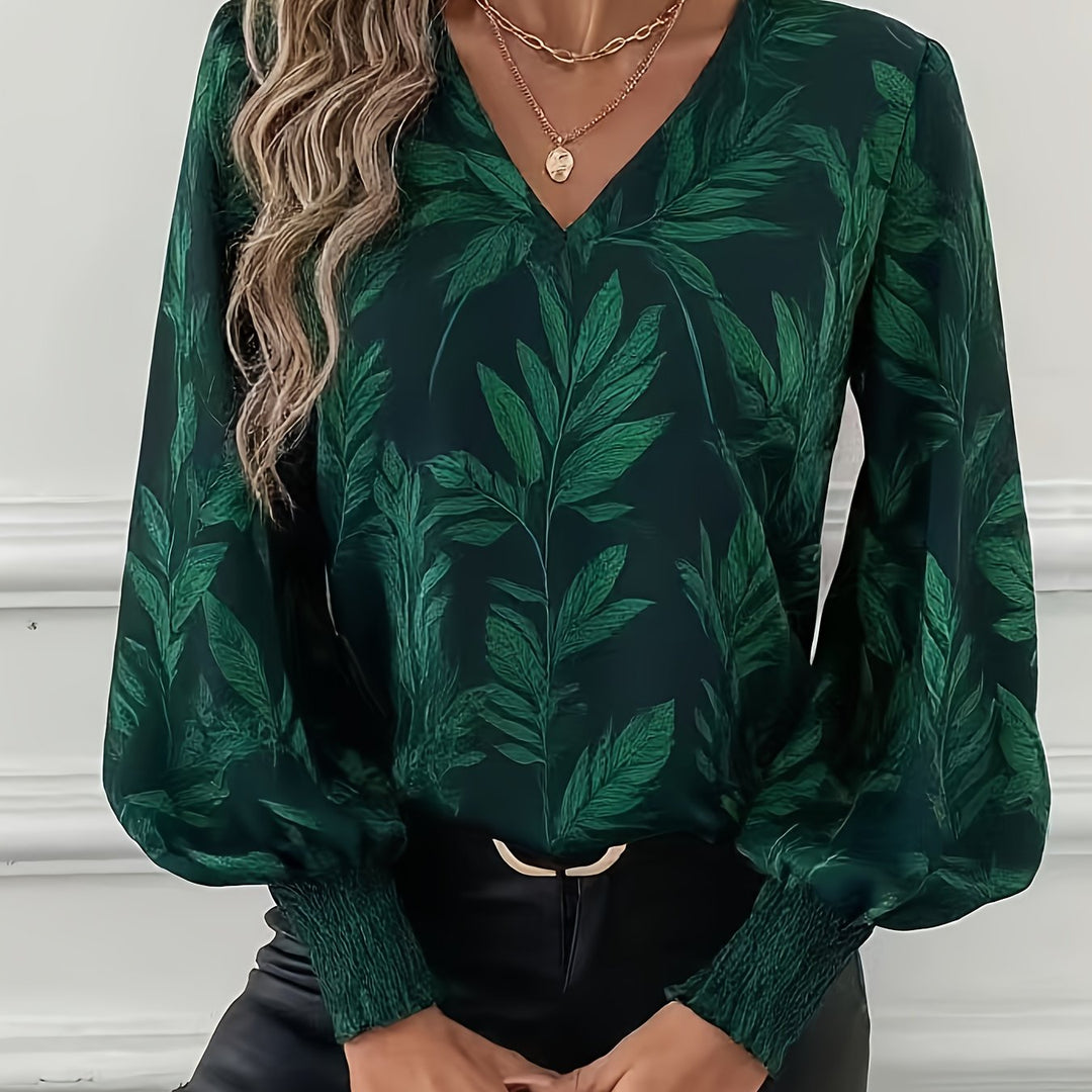 Elena | Botaniczna Bluzka z Dekoltem w Serek