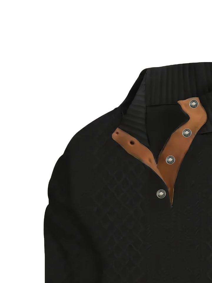 Ronan | Sweter Henley z Stojącym Kołnierzem i Guzikami
