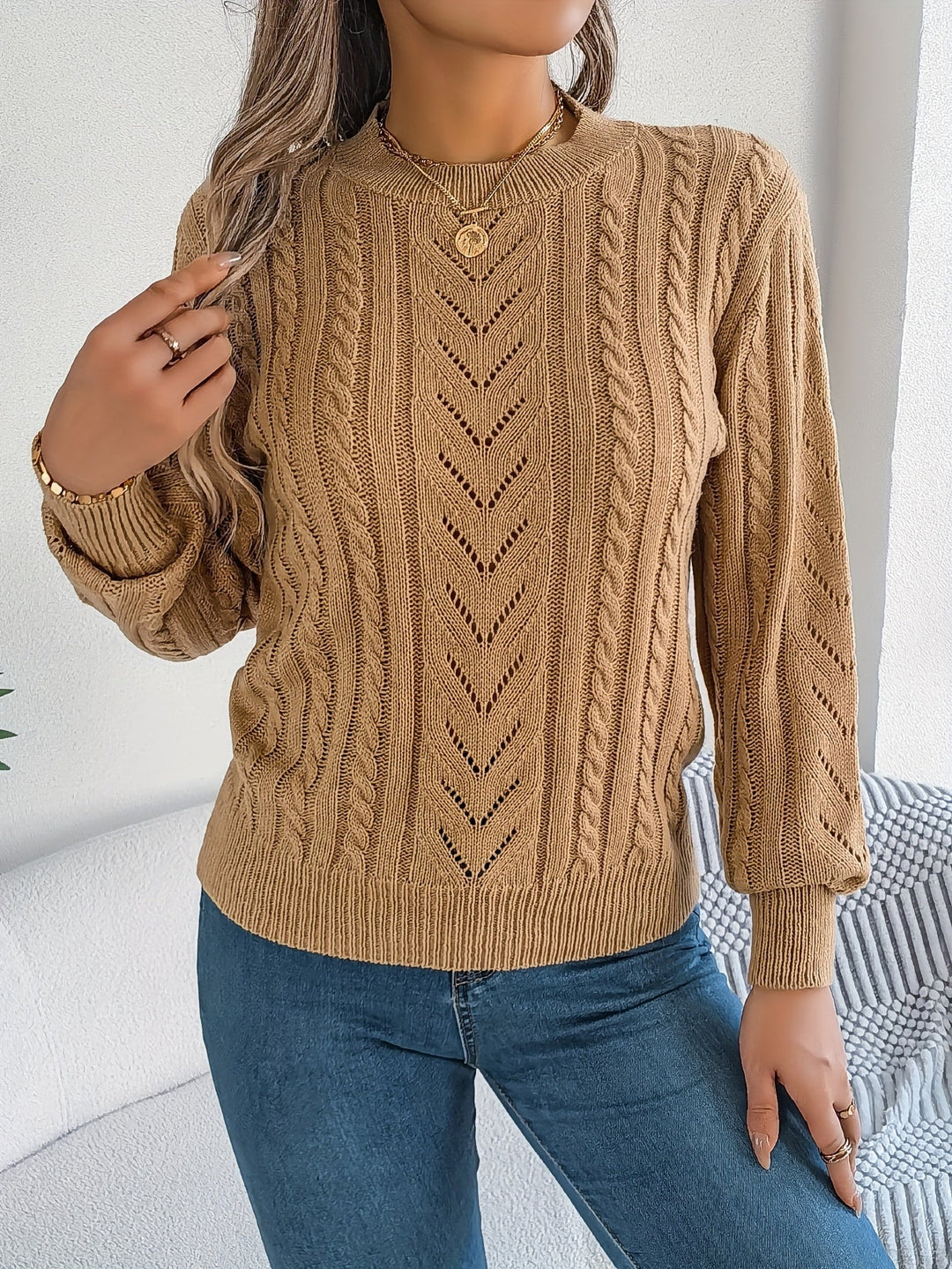 Blythe | Sweter z Warkoczowym Wzorem