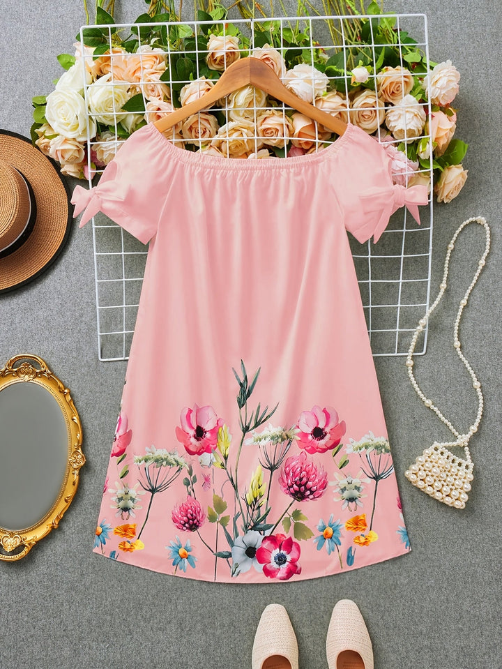 Gemma | Sukienka z Kwiatowym Motywem i Ramiączkami Off-Shoulder