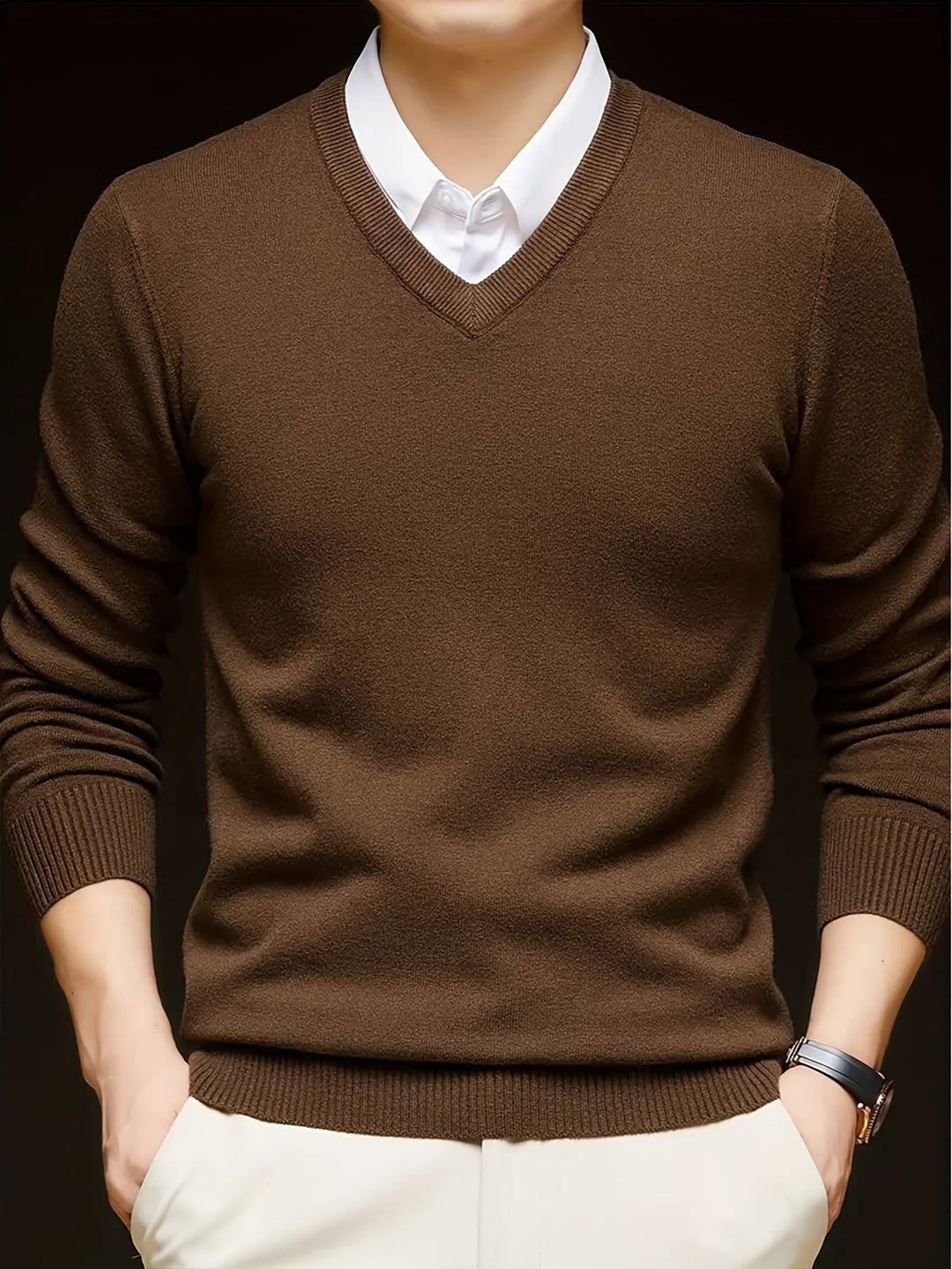 Hugh | Elegancki sweter w serek