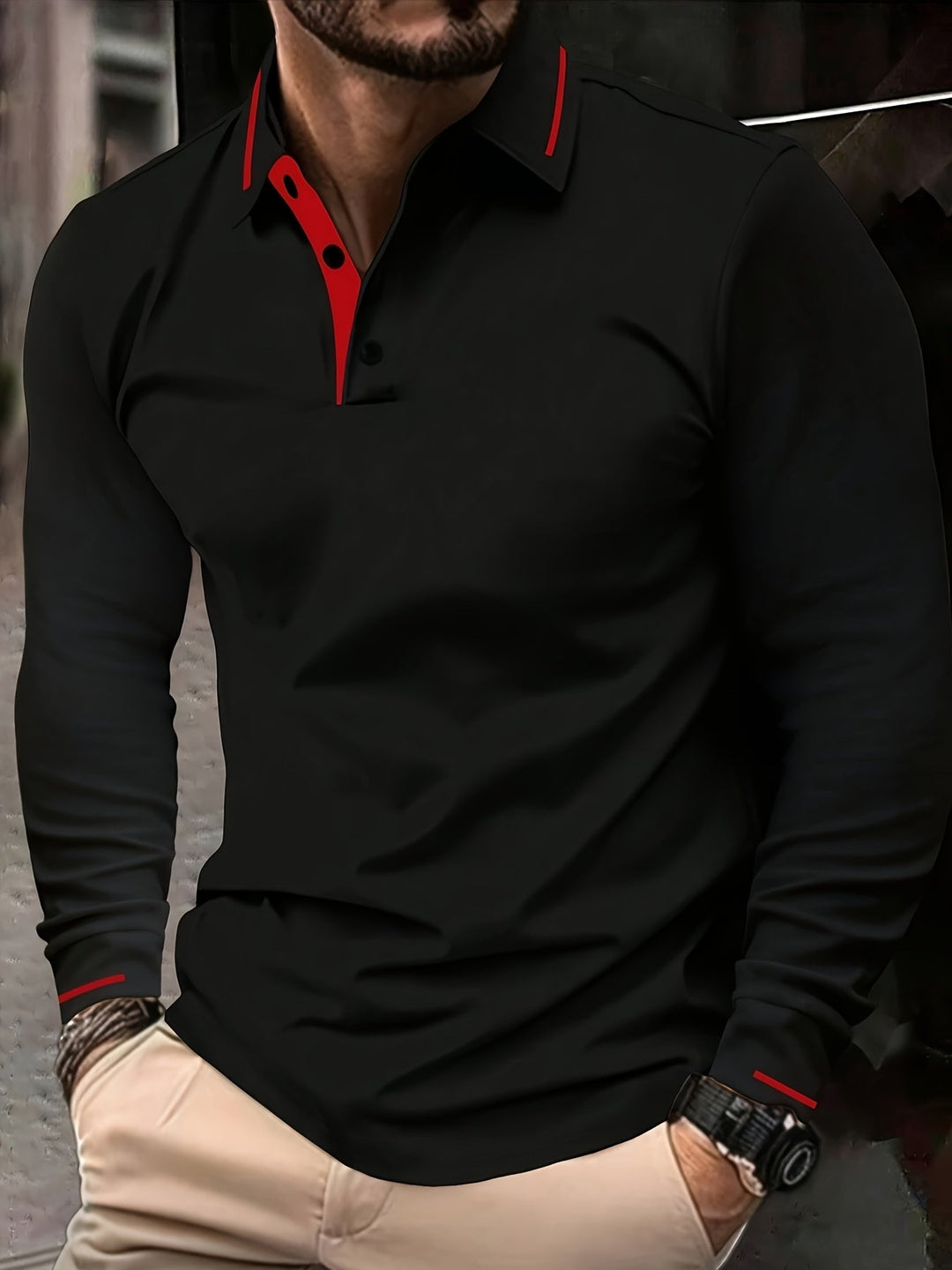 Dalton | Elegancka Koszula Polo z Długim Rękawem