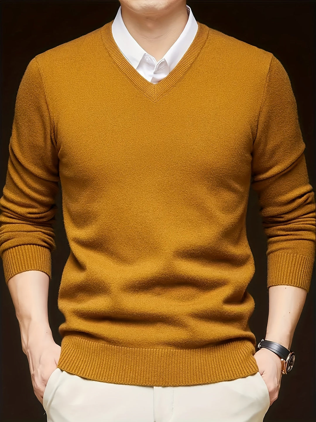 Hugh | Elegancki sweter w serek