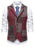 Trevor | Kamizelka Patchwork z Wzorem Herringbone