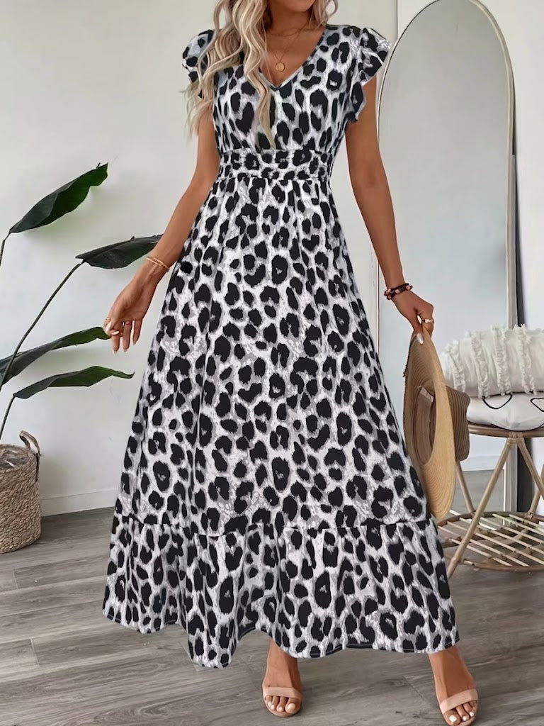 Rosalie | Sukienka Maxi z Dekoltem w Serek w Stylu Barokowym
