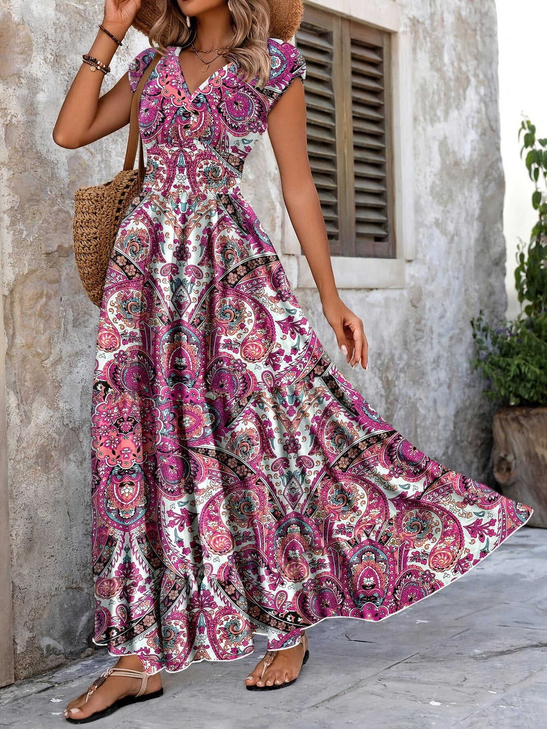 Roberta | Boho Sukienka Maxi w Wzór Paisley