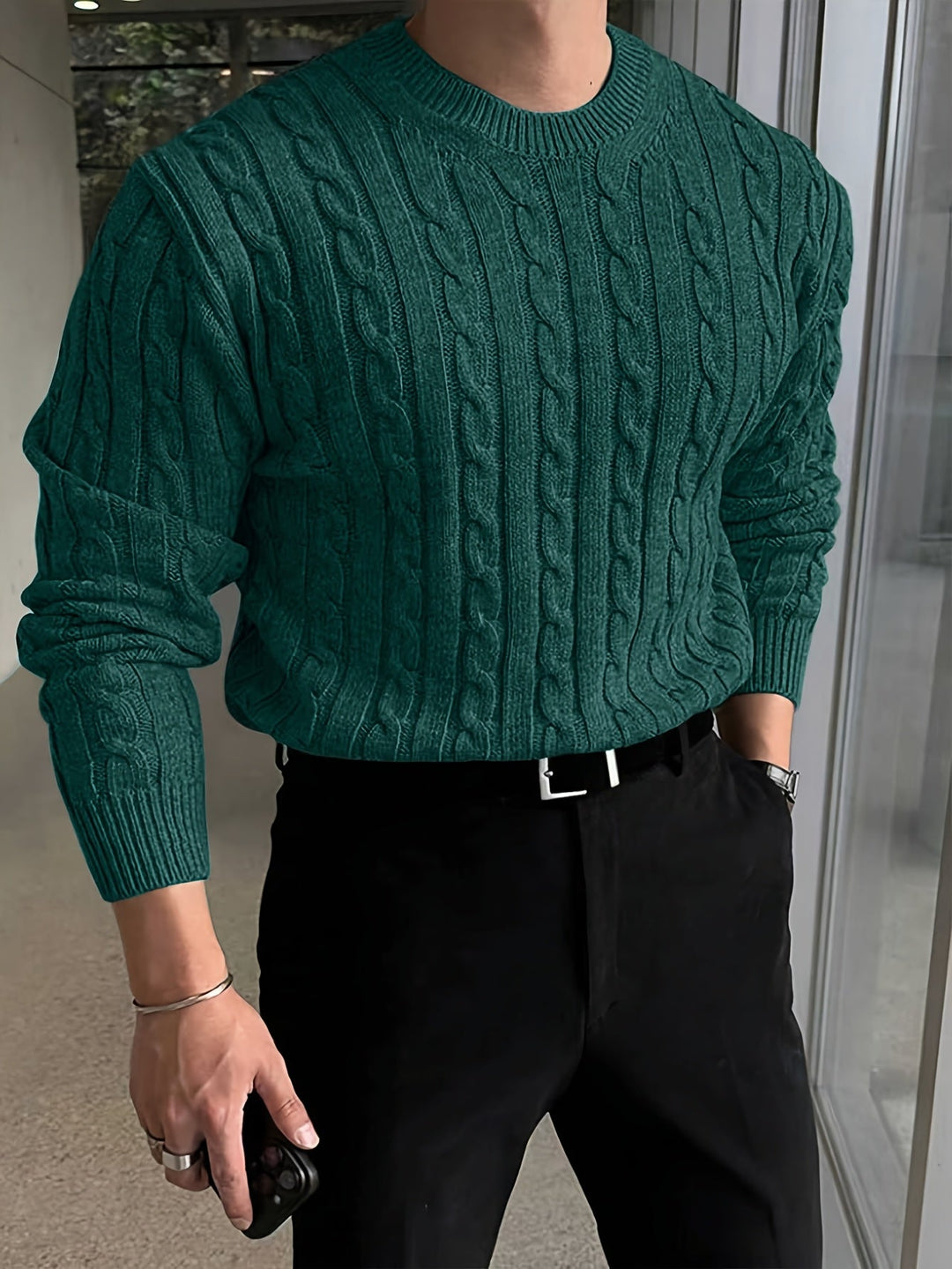 Jonas | Sweter z dzianiny w splot kablowy