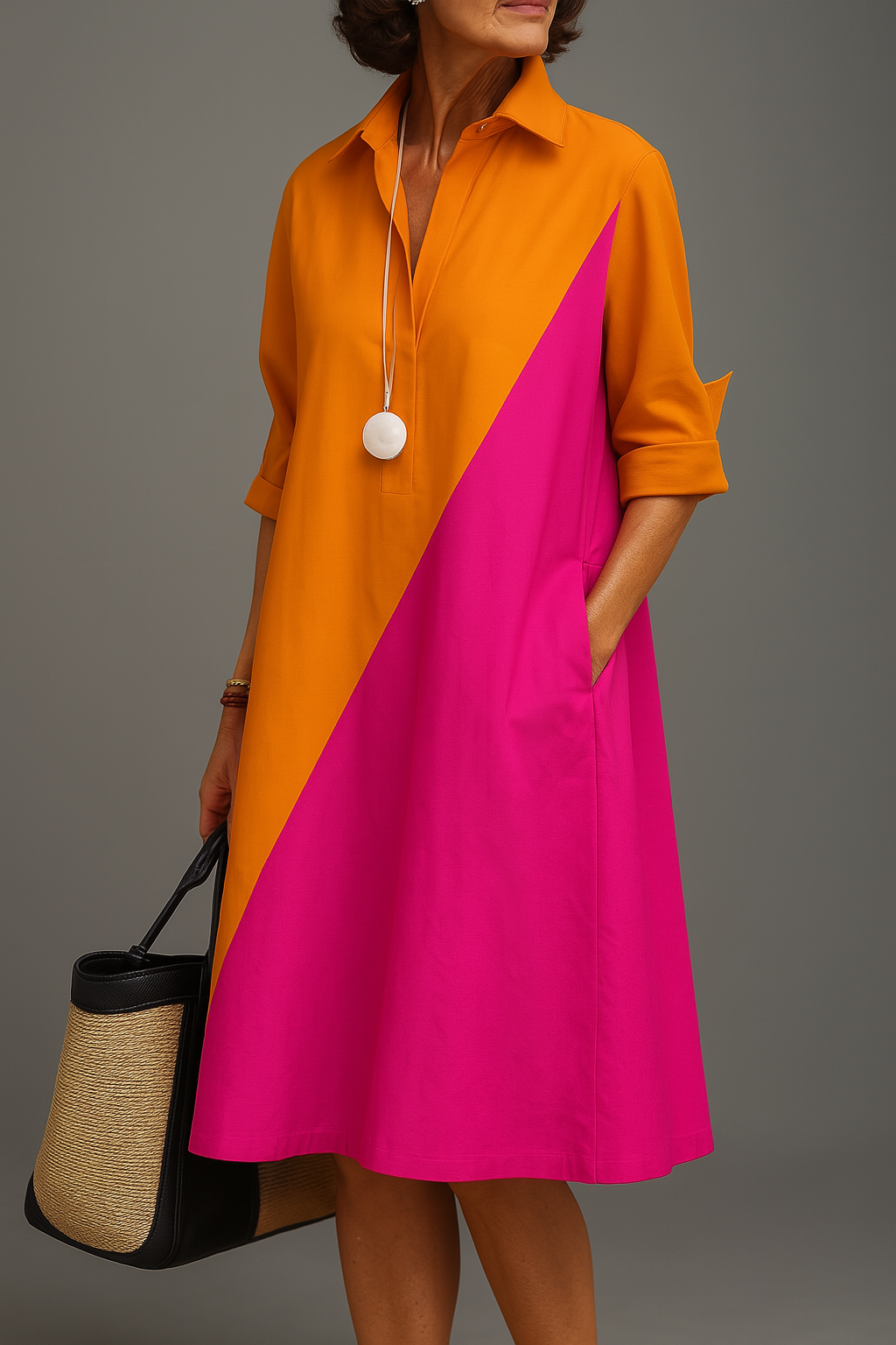 Diana | Elegancka Midi Sukienka z Wzorem