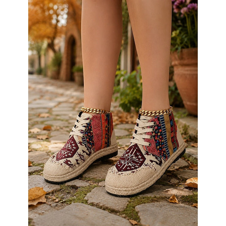 Talia | Boho Wzorzyste Sneakersy Wysokie