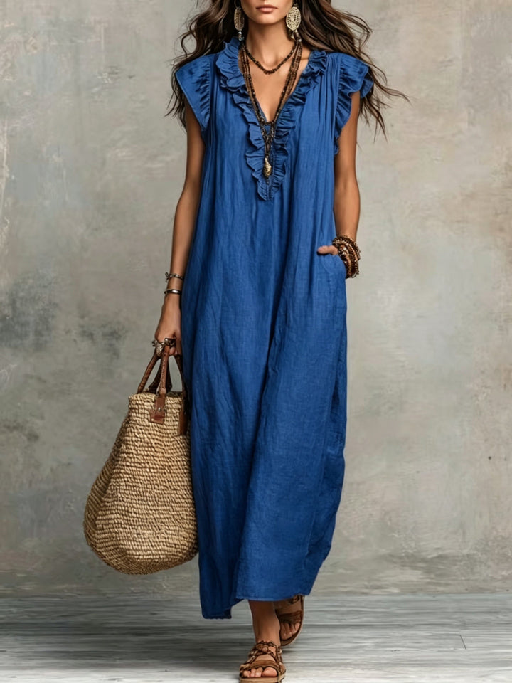 Marisol | Boho Maxi Sukienka z Falbanami