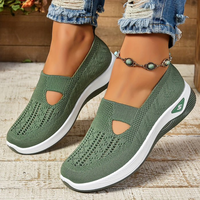 Damskie Buty Slip-On z Dzianinową Cholewką i Wyciętą Przednią Częścią