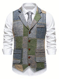 Trevor | Kamizelka Patchwork z Wzorem Herringbone