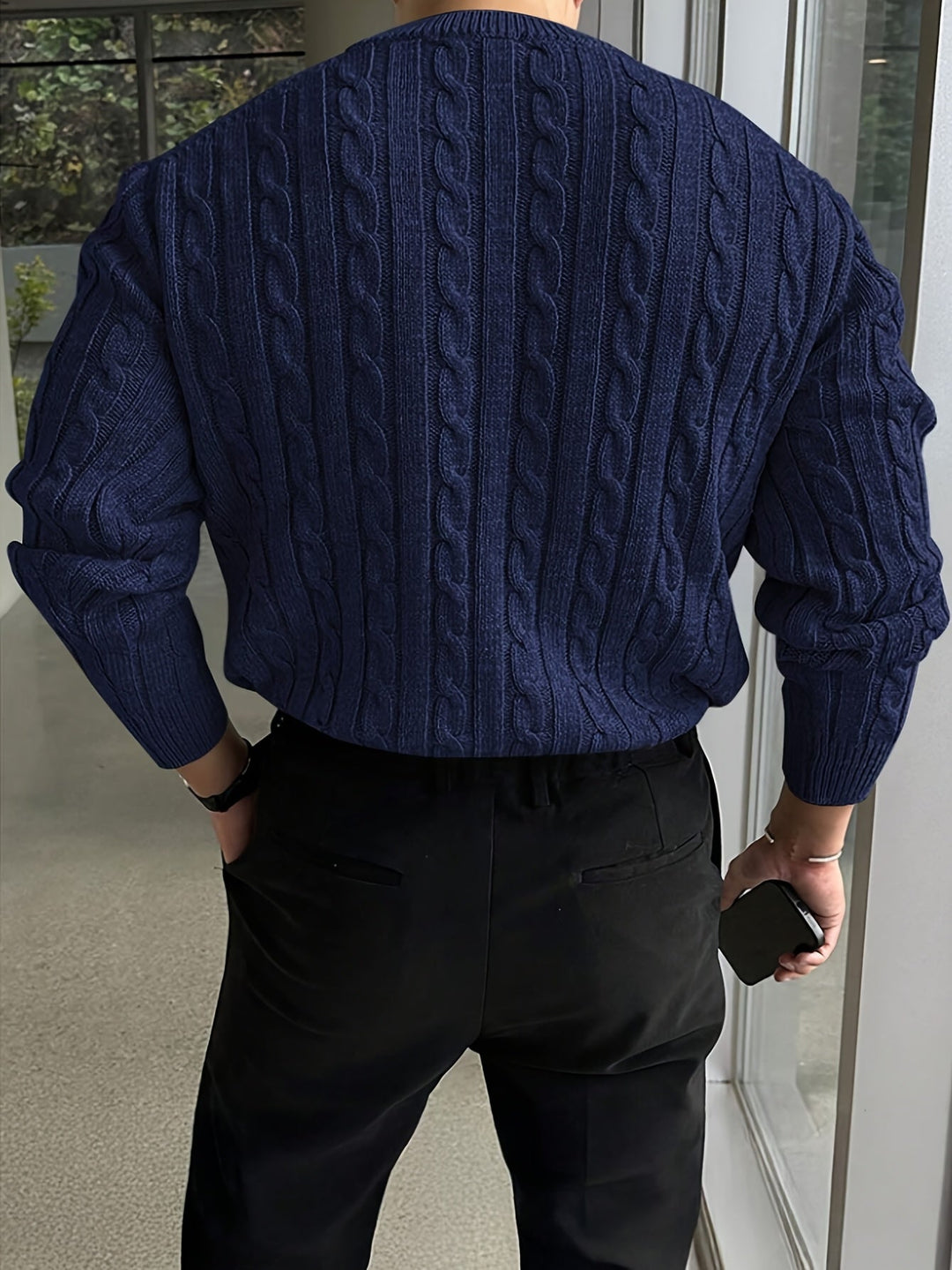 Jonas | Sweter z dzianiny w splot kablowy