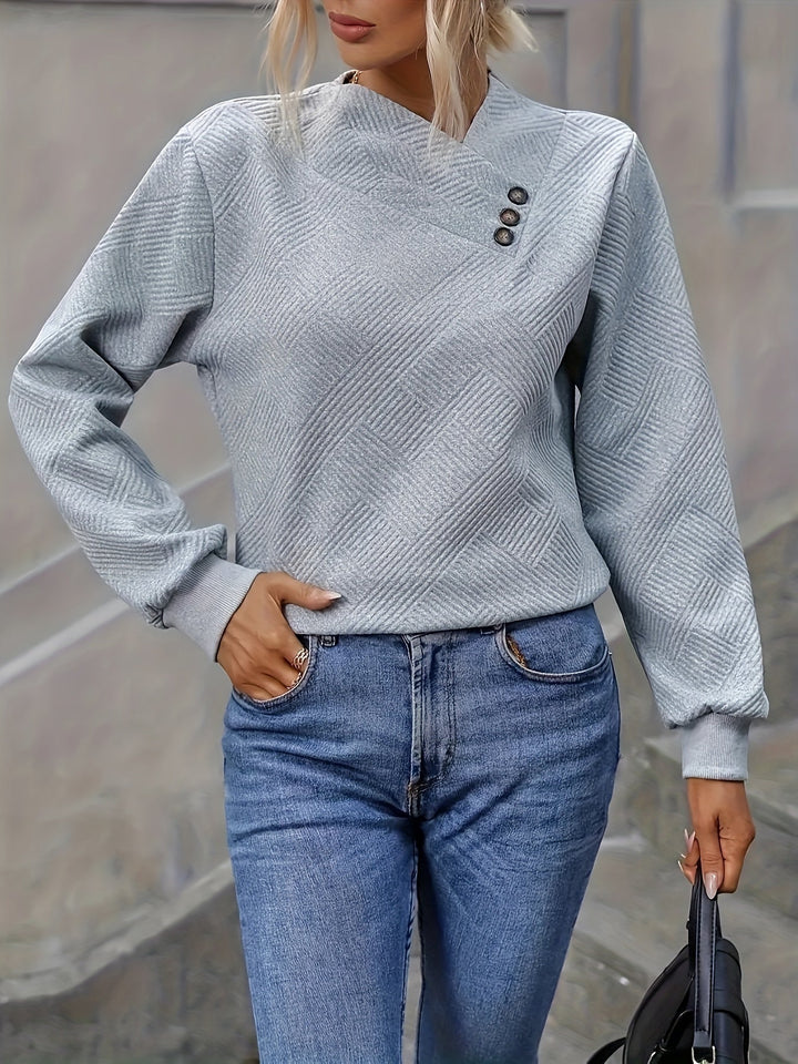 Nadine | Sweter z Asymetrycznym Kołnierzem i Guzikami
