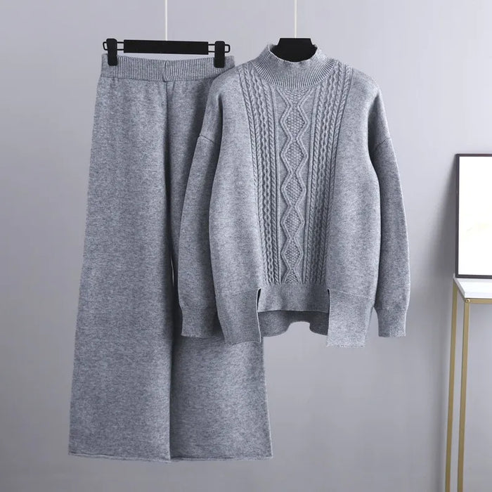 Damski Komplet Dzianinowy Sweter i Spodnie Wygodne