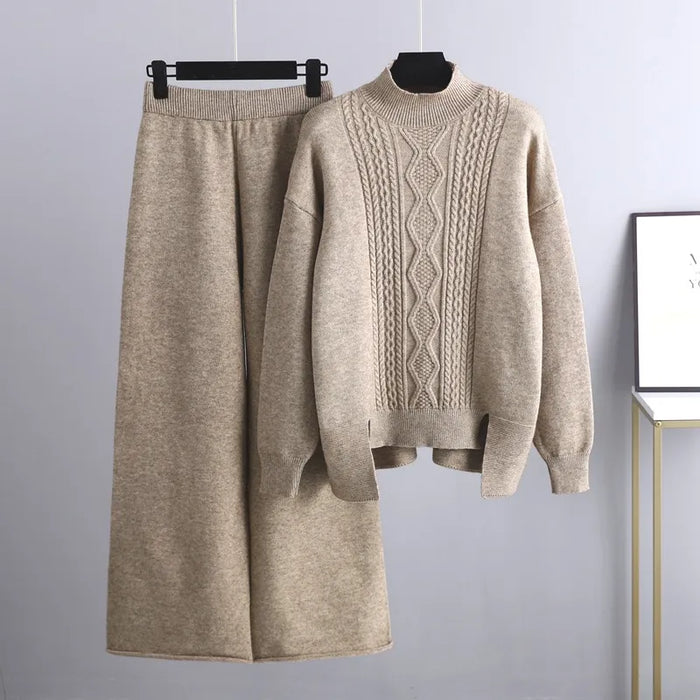 Damski Komplet Dzianinowy Sweter i Spodnie Wygodne